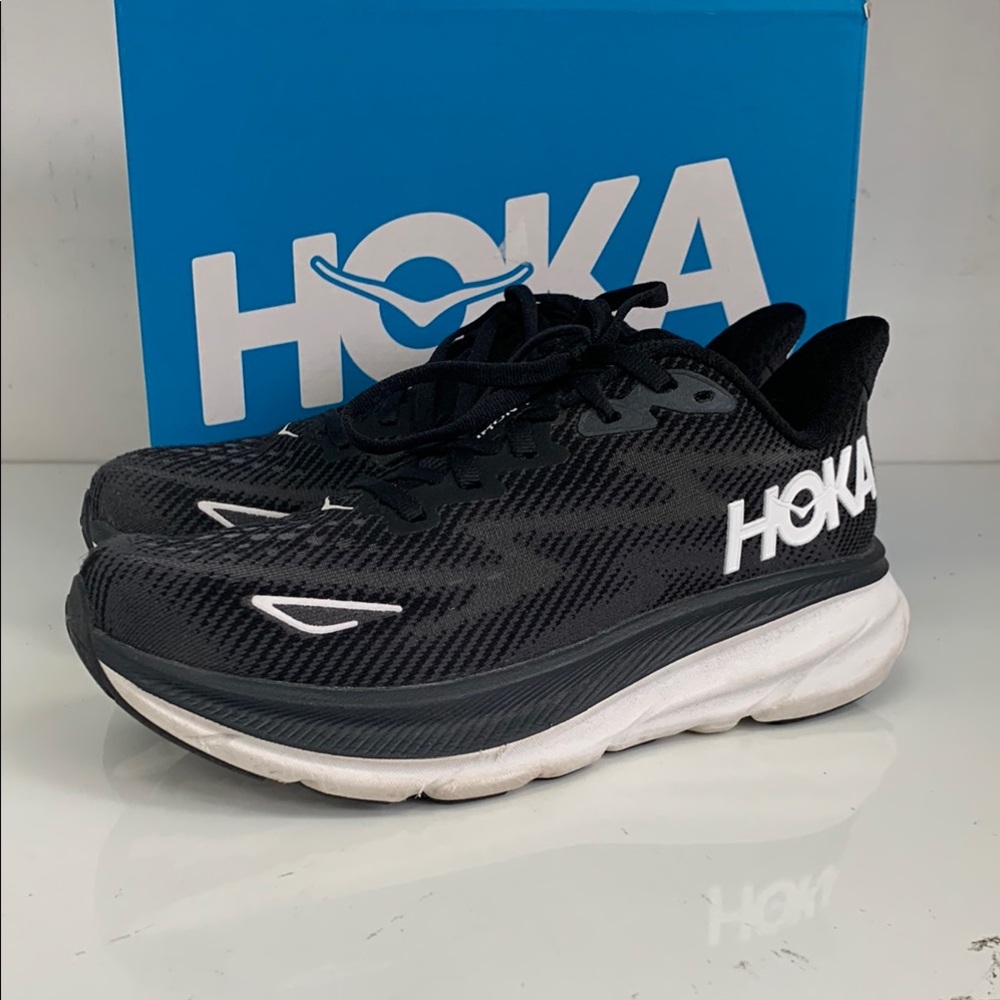 Hoka Women's Black Athletic Shoes with White Details